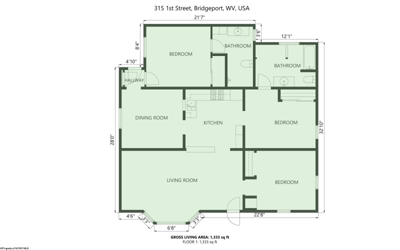 315 1st Street, Bridgeport, West Virginia 26330, 3 Bedrooms Bedrooms, 8 Rooms Rooms,2 BathroomsBathrooms,Single Family Detached,For Sale,1st,10155983