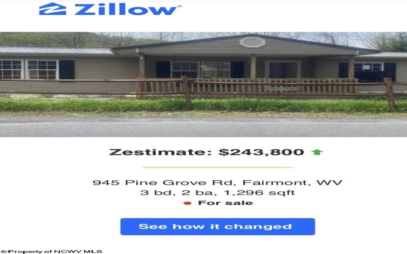 945 Pine Grove Road, Fairmont, West Virginia 26554, 3 Bedrooms Bedrooms, 5 Rooms Rooms,2 BathroomsBathrooms,Single Family Detached,For Sale,Pine Grove,10164187