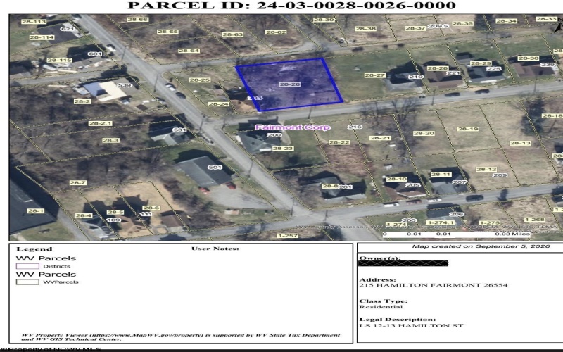 215 Hamilton Street, Fairmont, West Virginia 26554, 0 , 0 ,0,Lots/land,For Sale,Hamilton,0,10166828